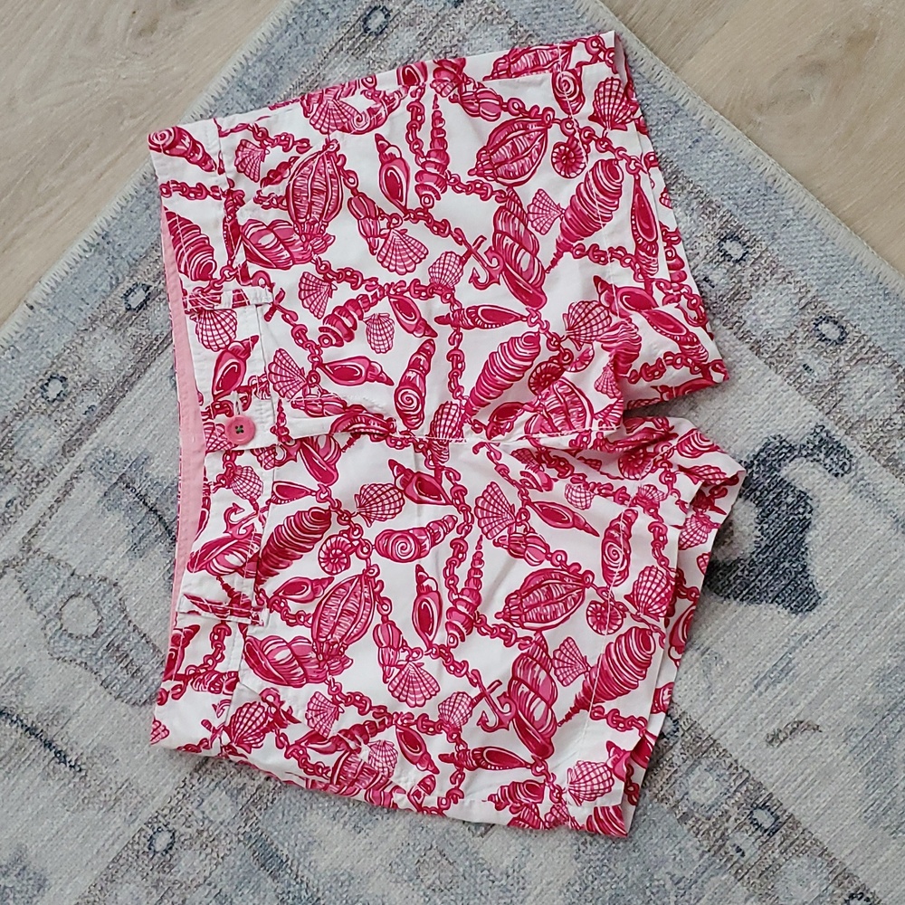 Lilly Pulitzer Pink White Shell Pattern Shorts Sz8 - image 2